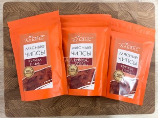Ведро Ржаные гренки со вкусом Сметана зелень (1 кг): Мясо (АЛЬЯНС) вяленое курица 